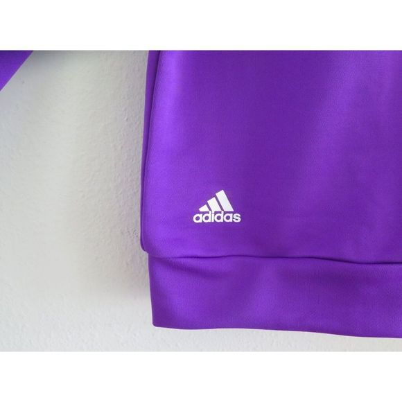 adidas Men's Sz S Vivid Purple 3 Stripe Piped 1/4 Zip Pullover Golf Shirt - Picture 7 of 7